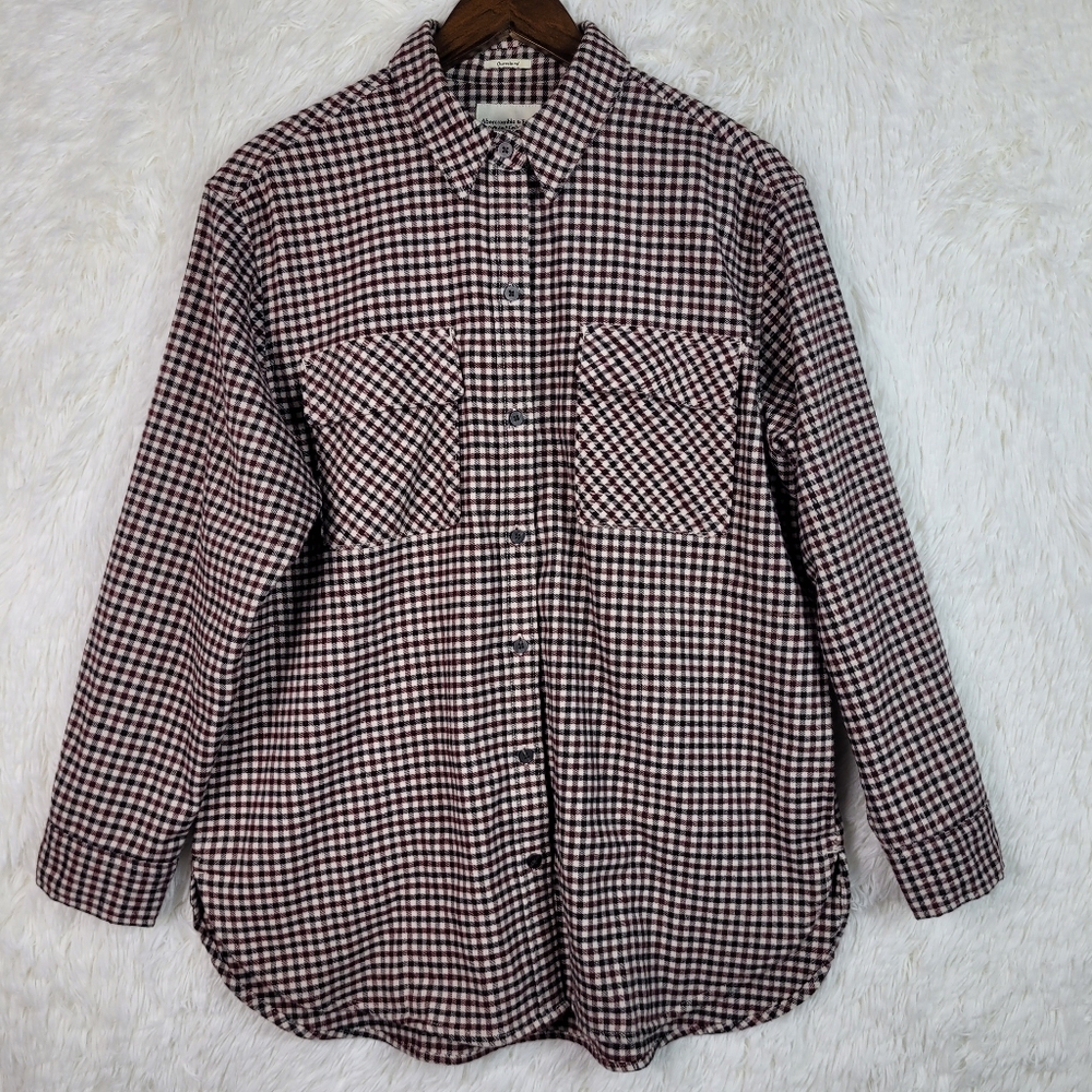 Abercrombie & Fitch Mens M Soft Gingham Check Flannel Shirt Jacket Chore Utility